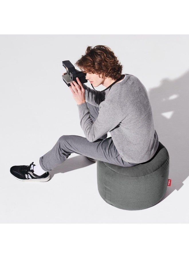 Fatboy Point Soft Canvas Indoor Pouf (Small) | Made from 100% recycled polyester | Lightweight and easy to move | Multifunctional use as a seat, footrest, or side table | 50 × 35 cm - Charcoal Grey - Image 2